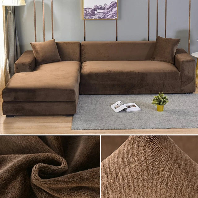 Universal Fit Velvet Sofa Cover – Stain-Resistant Elastic Protection