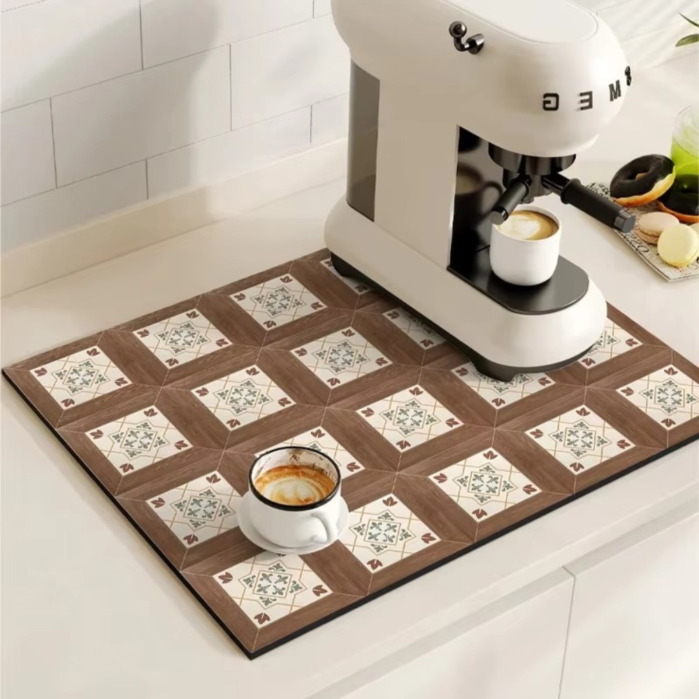 Absorbent Coffee Mat in Vintage Design - Essential Kitchen Accessory