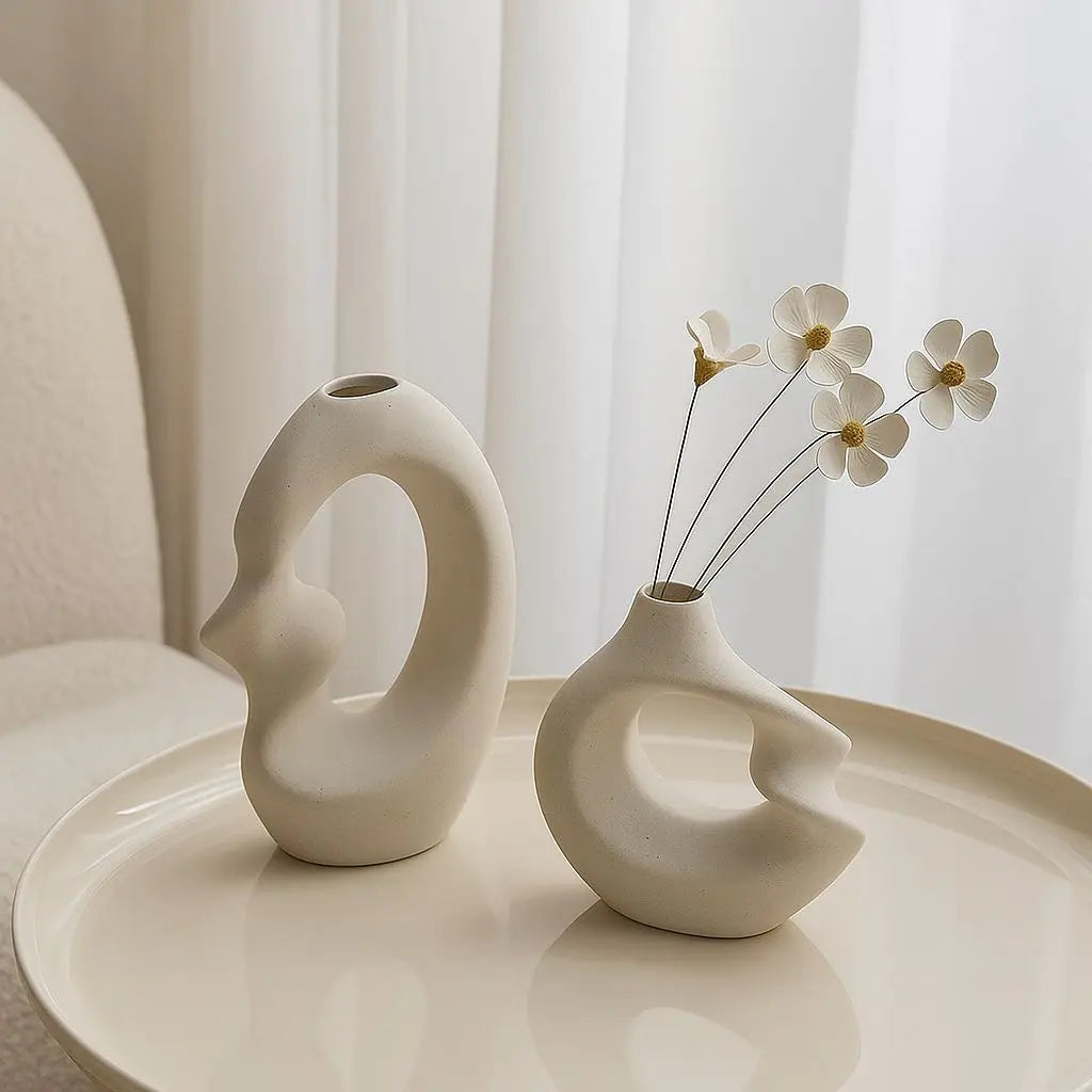 Elegant Asymmetrical Ceramic Vase Duo for Modern Spaces