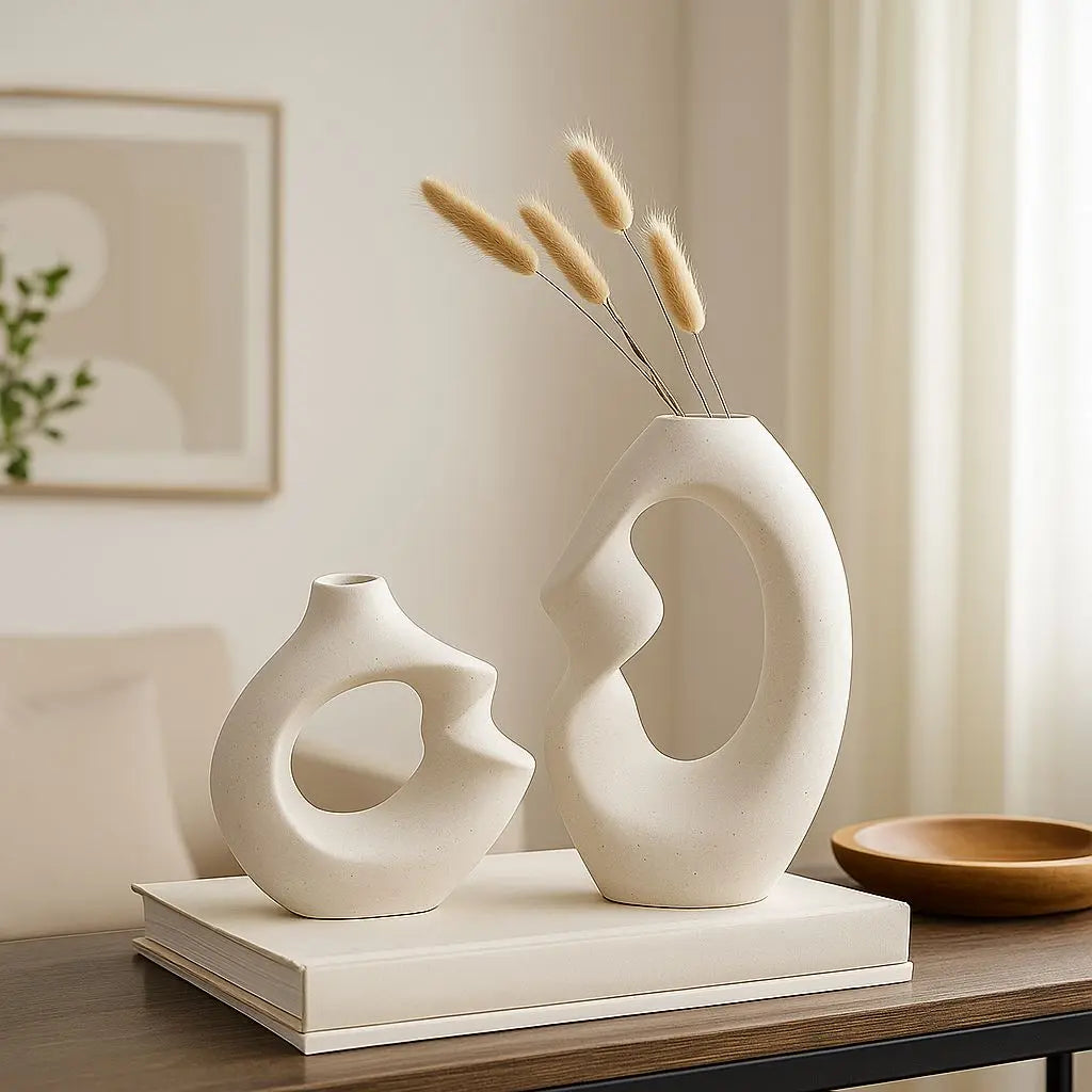 Elegant Asymmetrical Ceramic Vase Duo for Modern Spaces