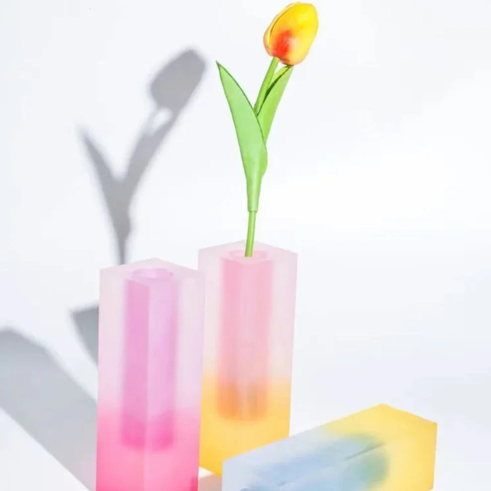 Vibrant Gradient Acrylic Vase for Modern Home Decor