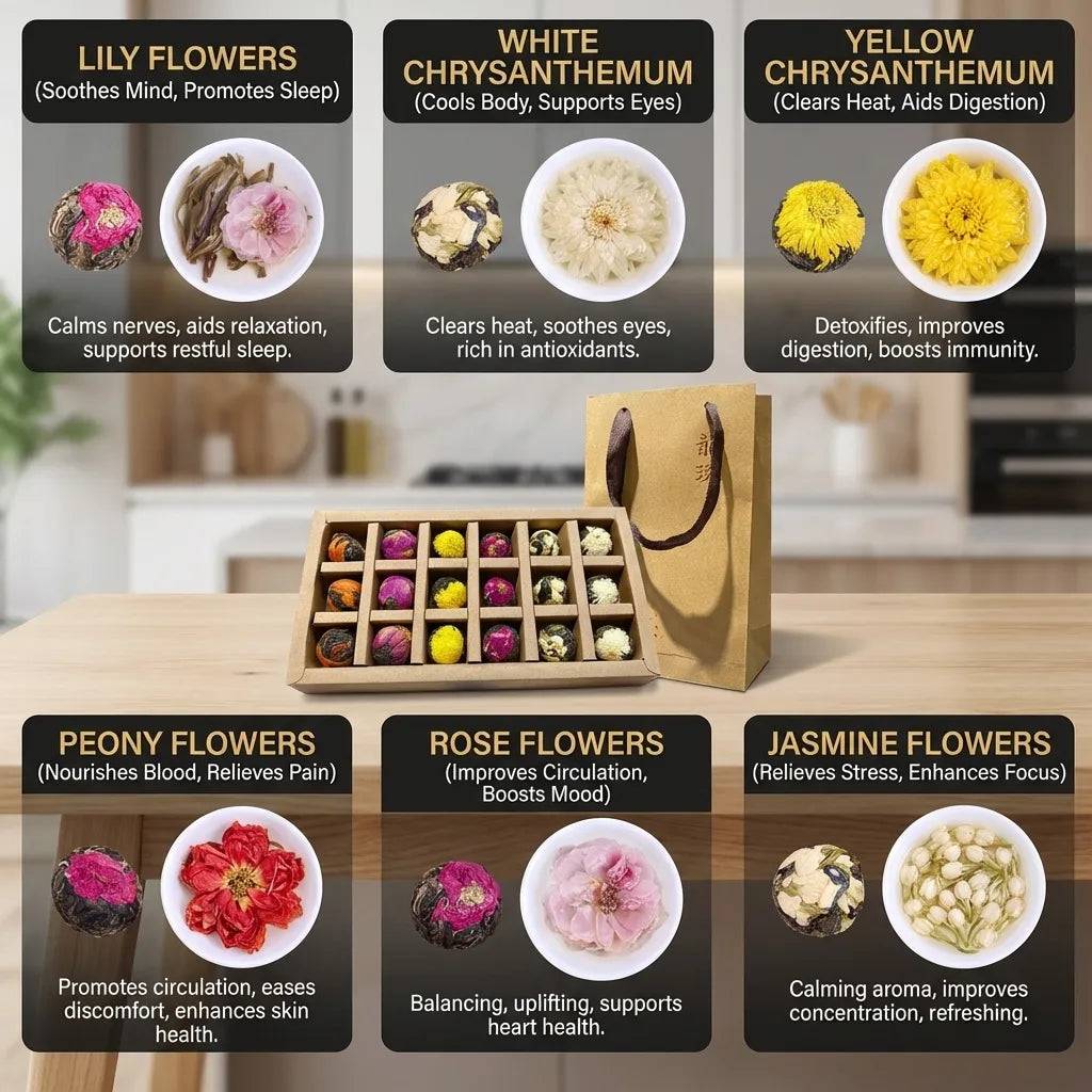 18 Artisan Tea Blossoms | Exquisite Pu-erh Floral Infusion